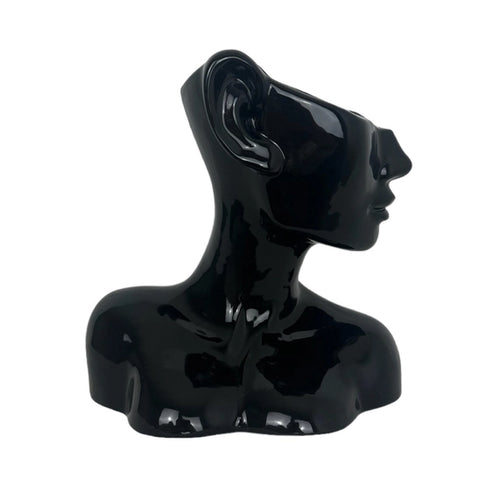 JUODA KERAMIKINĖ VAZA "VEIDAS"